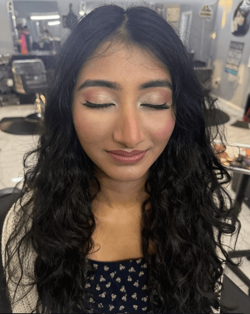 Soft pink shimmer eye makeup